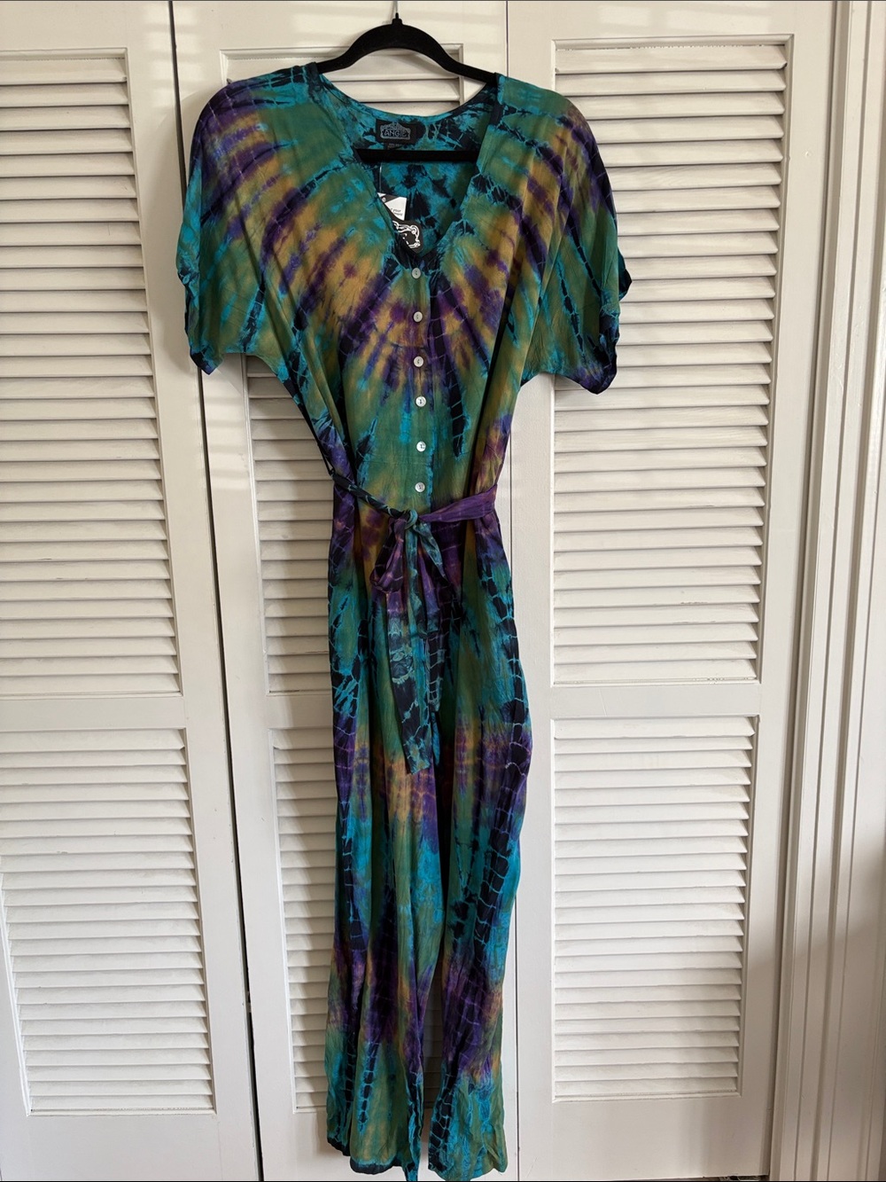Angie Teal Green and Purple Tie-Dye Jumpsuit Pantsuit